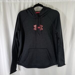 Under Armour Hoodie Women's Large Black Heathered Pink Camo Embroidered Pullover